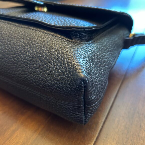 Fossil Kinley Small Black Fold Over Leather Crossbody Bag Black Pebbled Leather - Picture 9 of 16